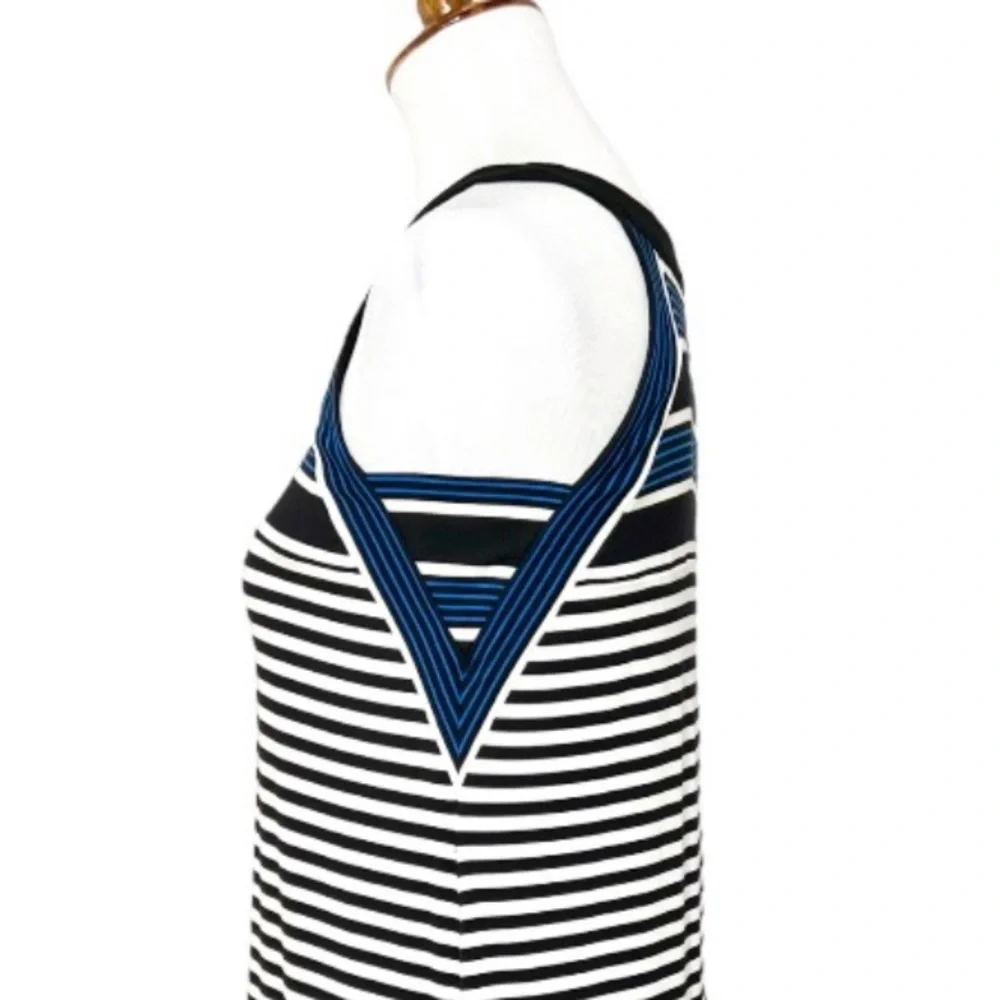 J. Jill Striped Black Blue White Sleeveless Tank Sundress Tee Knit Dress XS - Picture 6 of 9